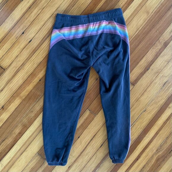 Marine Layer Anytime Rainbow Striped Sweatpants in Black Size S - Picture 3 of 5